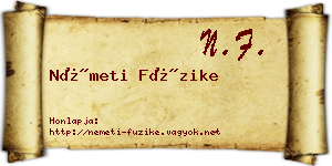 Németi Füzike névjegykártya